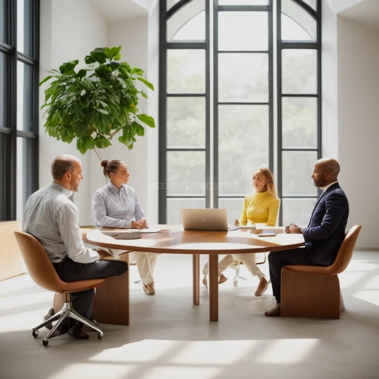 Business leader meditating in serene natural setting
